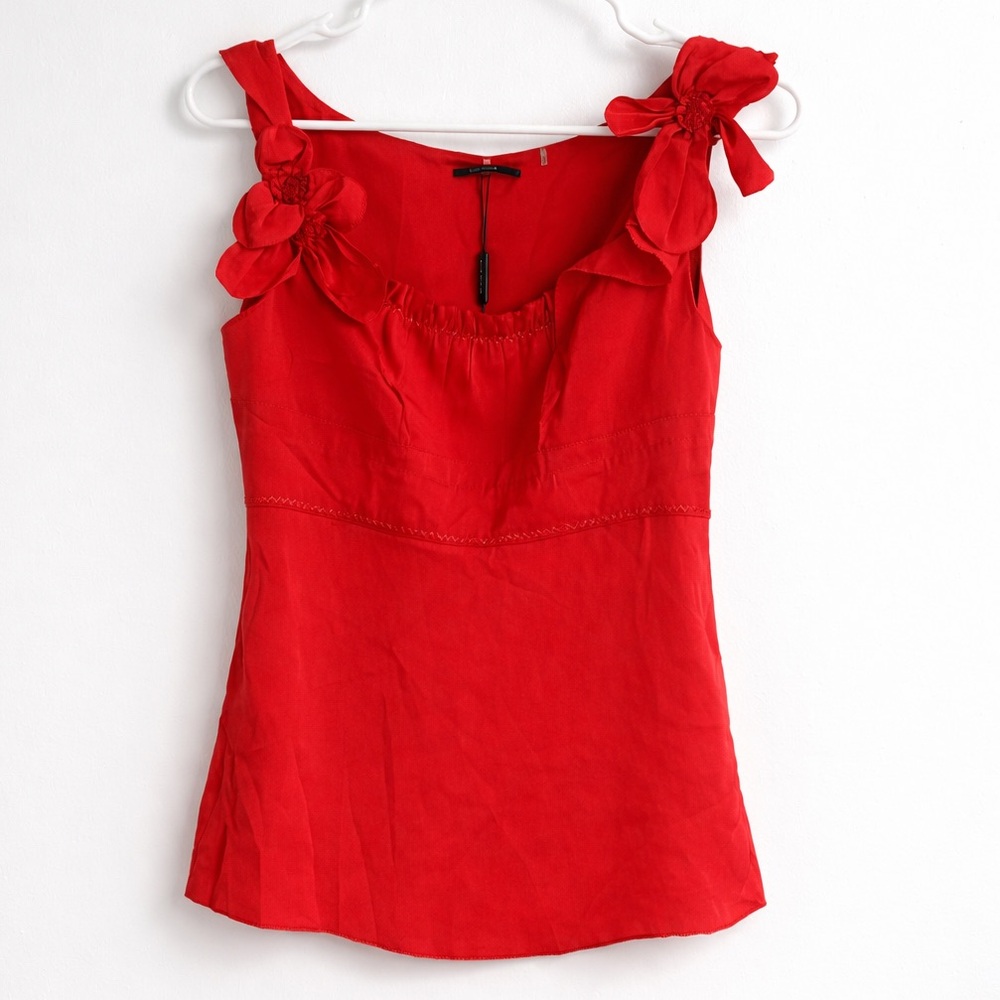 Elie Tahari Tristan Blouse Vibrant Red Sleeveless